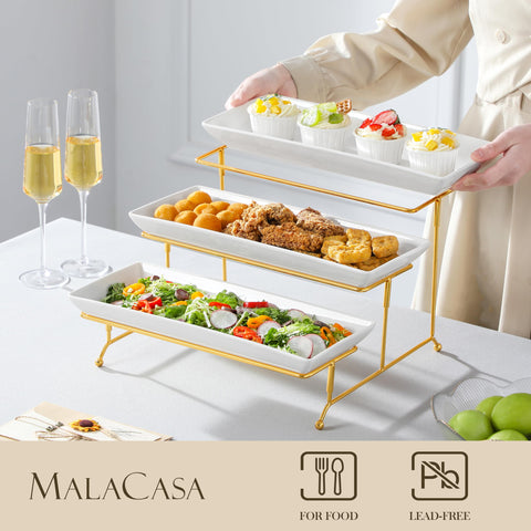 MALACASA collapsible gold rack supports stable presentation.