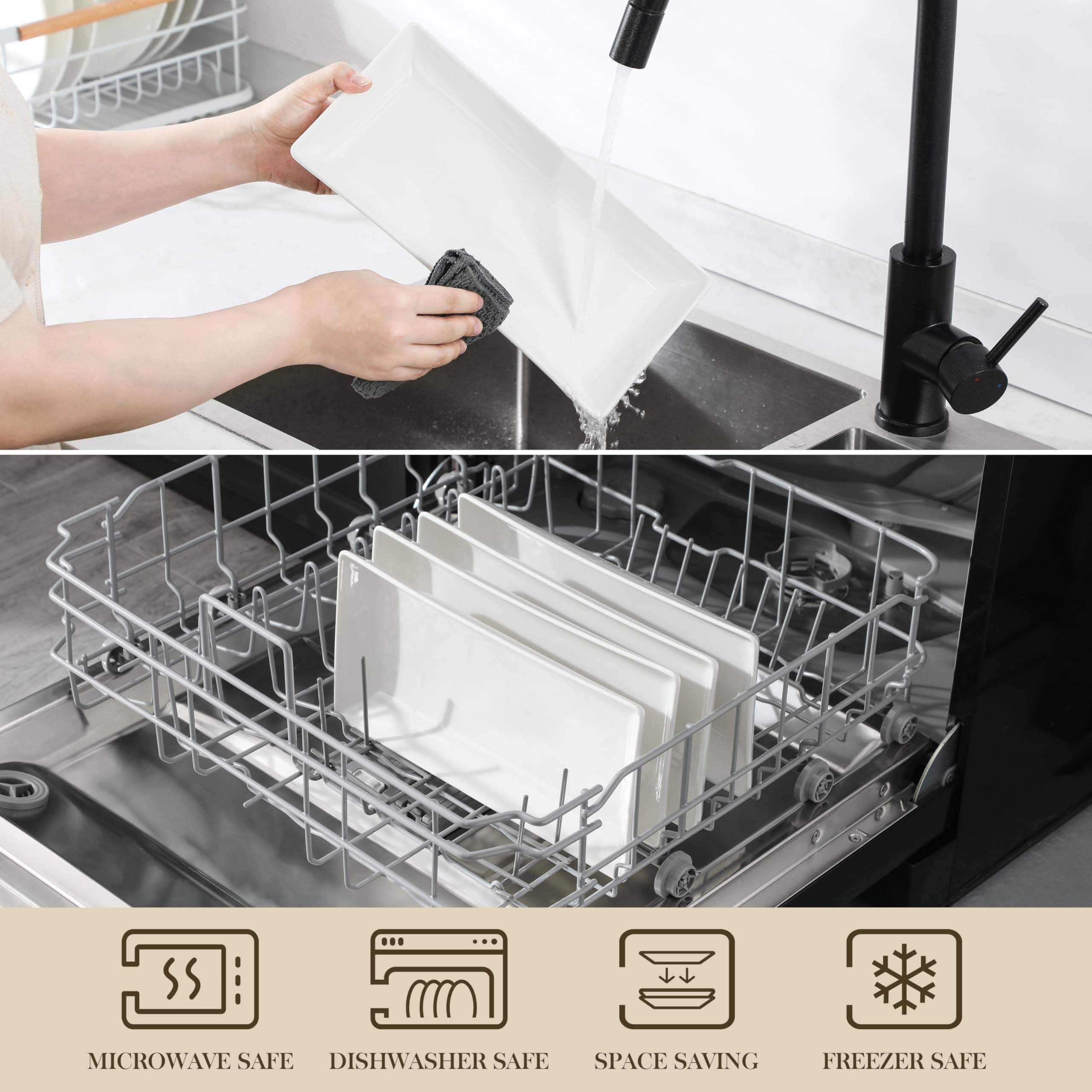 MALACASA durable porcelain trays resist chips and scratches