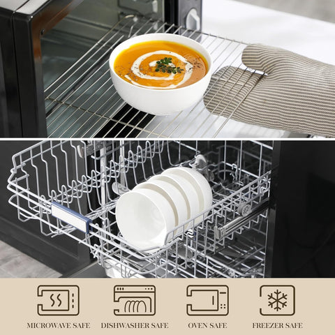 MALACASA dishwasher- and microwave-safe bowls in white porcelain