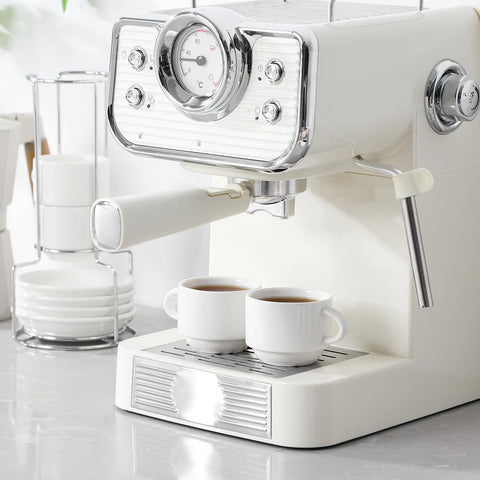 MALACASA dishwasher-safe espresso cups shown with saucers for easy cleaning.