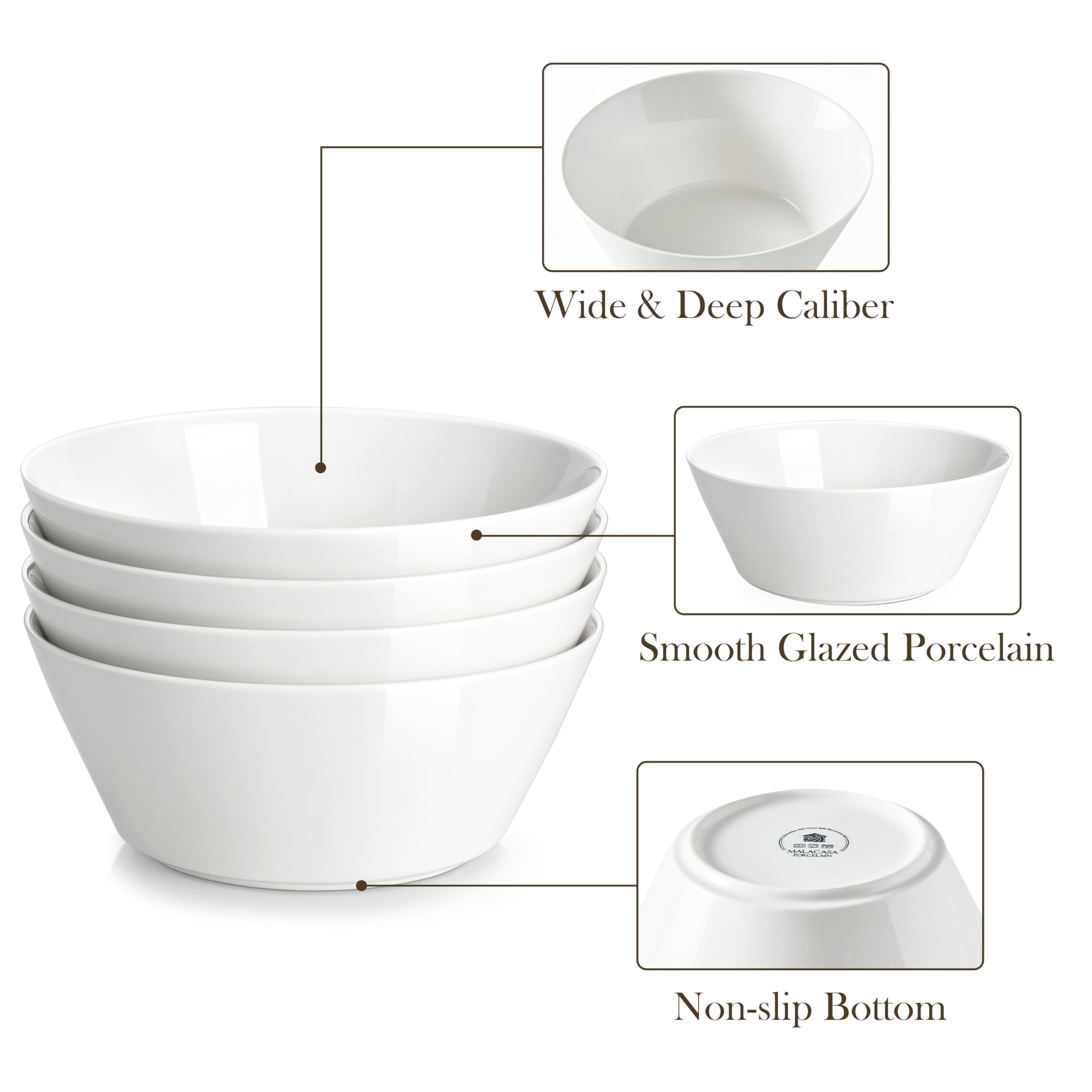 Dishwasher-safe and microwave-safe MALACASA bowls for easy care