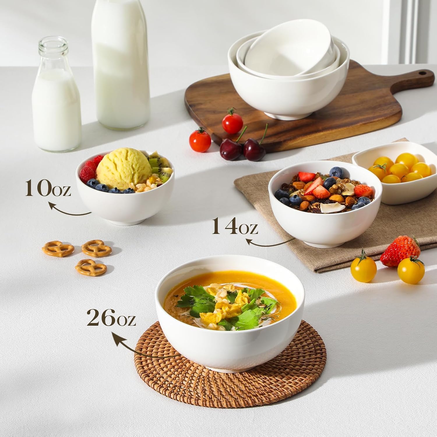 MALACASA dishwasher-safe bowls simplify cleanup after meals.