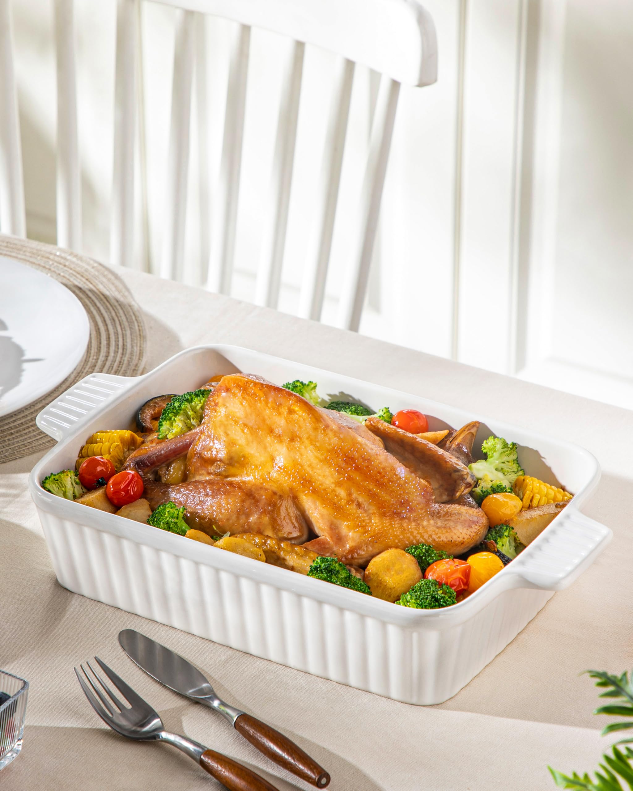 Malacasa dishwasher-safe ceramic pan for convenient cleanup.