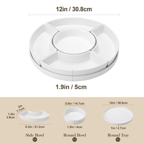 MALACASA divided serving dishes ideal for separate dips, crackers, and finger foods.
