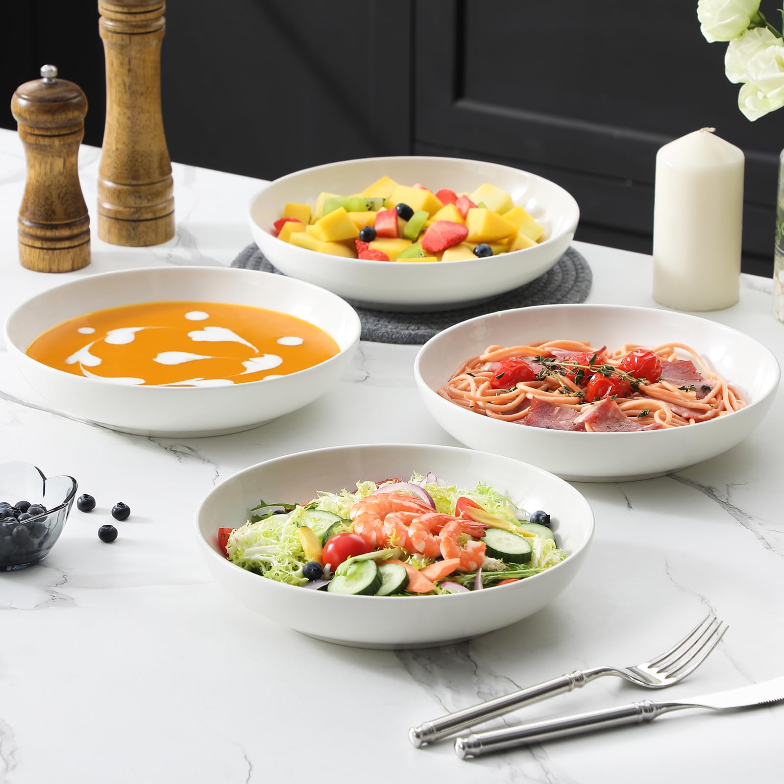 MALACASA elegant white glaze complements any table setting.