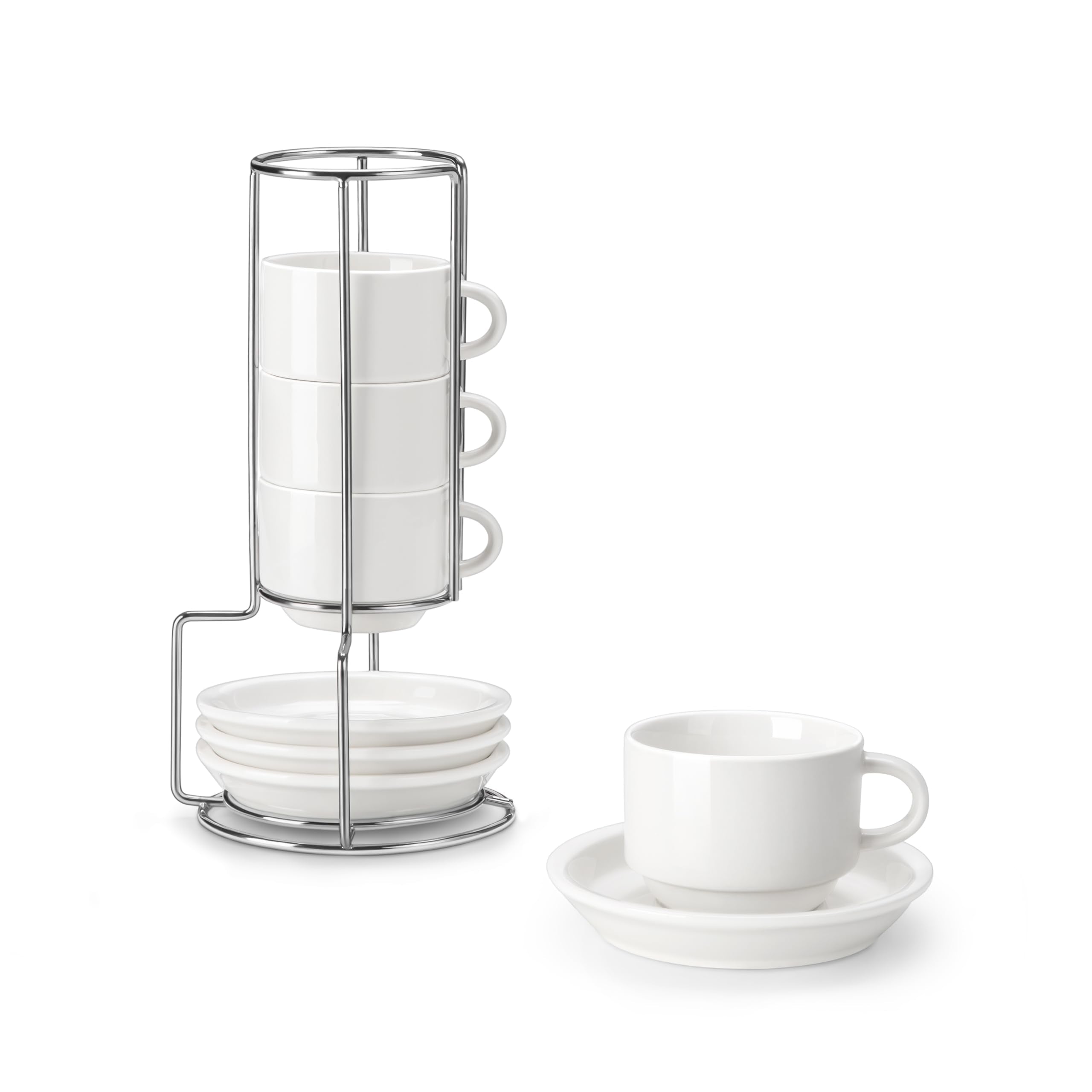 MALACASA espresso cups with saucers set of four for a coordinated coffee service.