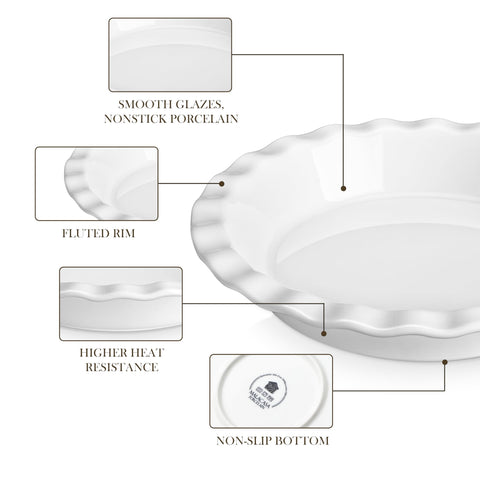 MALACASA fluted edge pie pan ideal for elegant pies and tarts.
