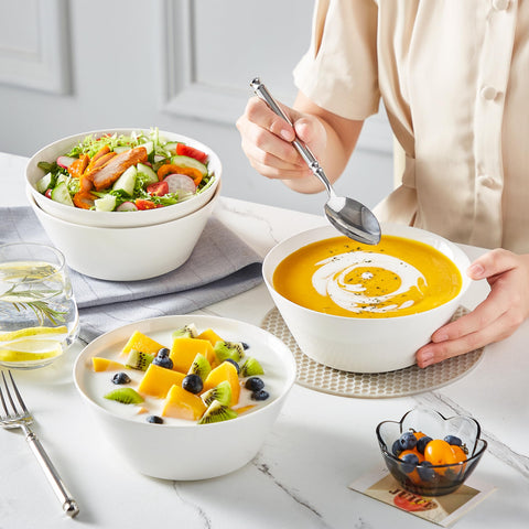 Elegant white MALACASA bowls elevate gatherings with timeless style