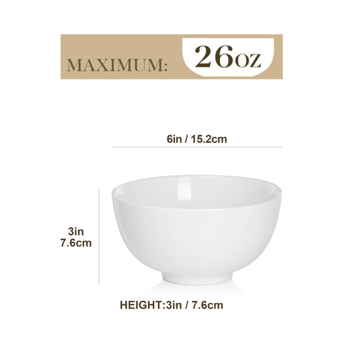MALACASA ivory white porcelain bowls showcase a clean, elegant look.