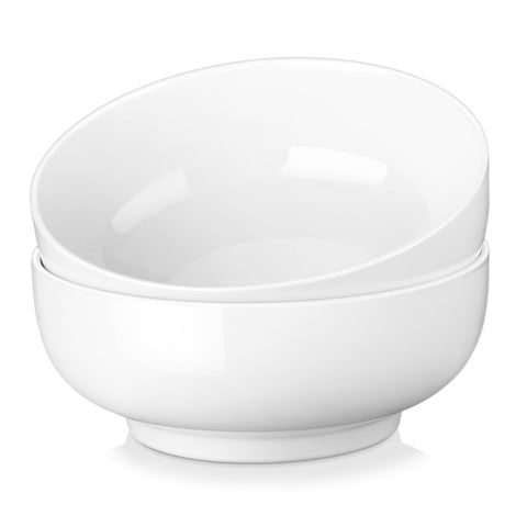 MALACASA large serving bowls in white, front view; ideal for salads and pasta portions.