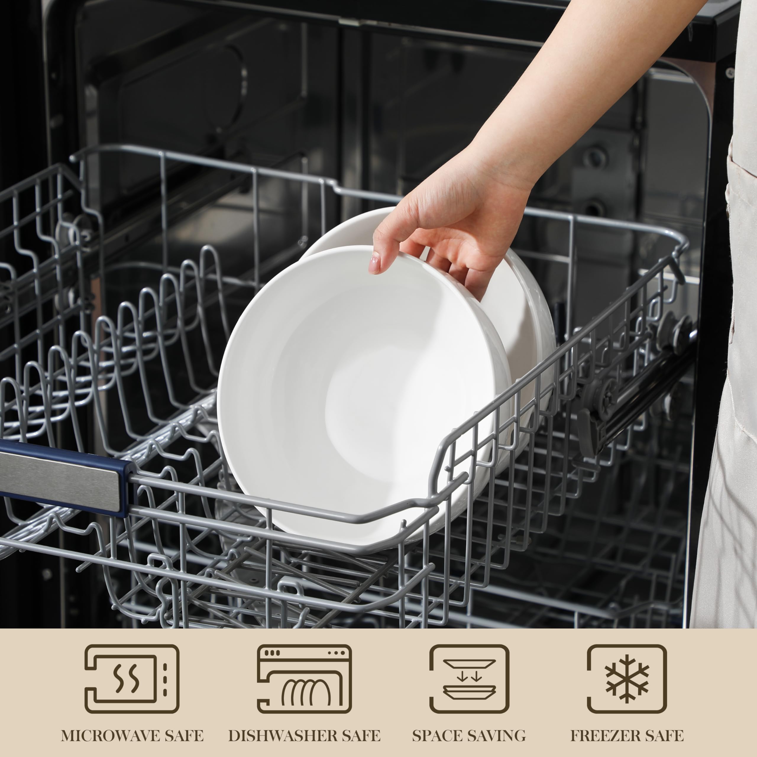 MALACASA bowls with wide mouth; easy tossing and portioning salads.