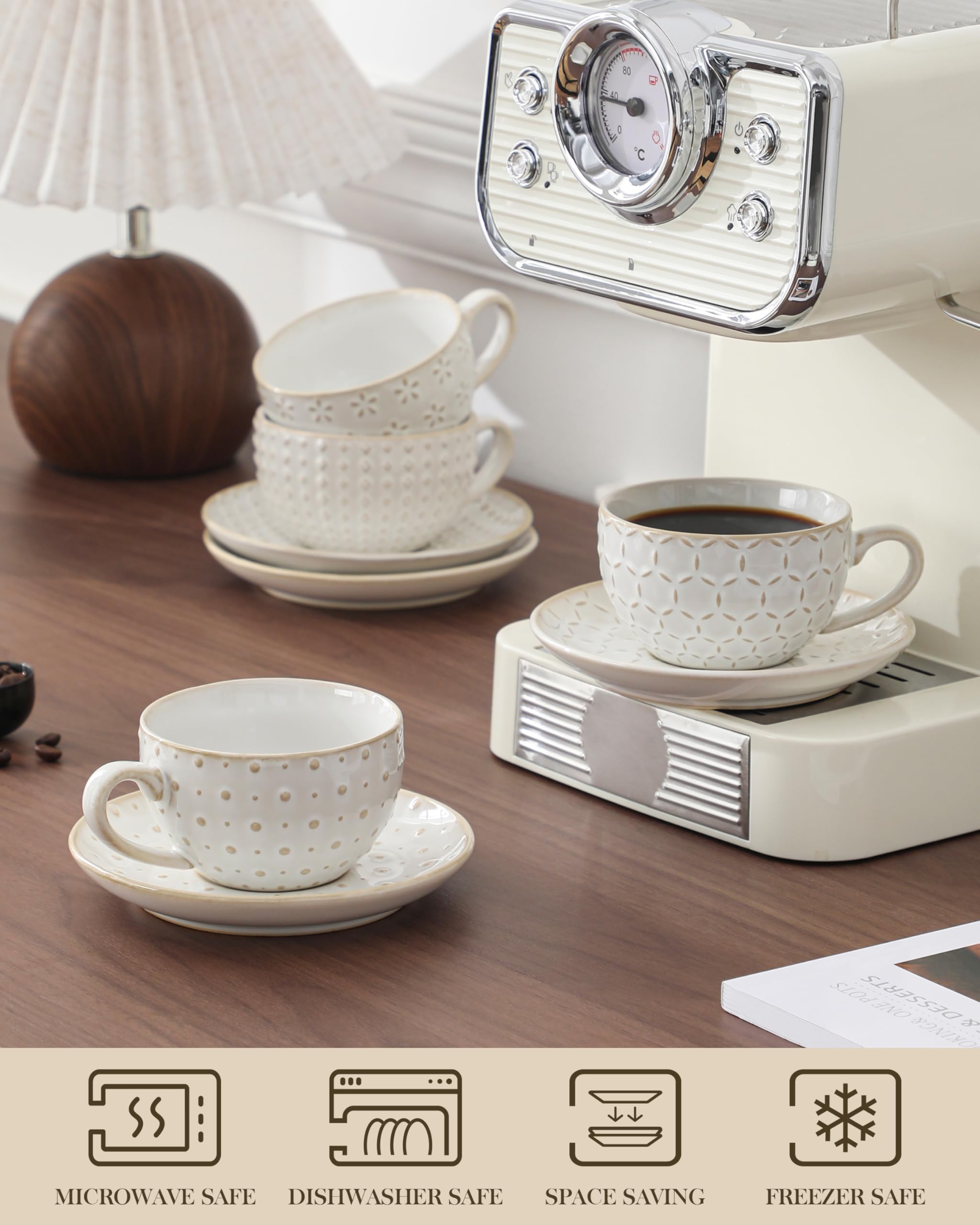 MALACASA latte-art-friendly cup with wide rim for barista-quality foam.