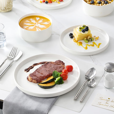 MALACASA LEAH dishwasher-safe dinnerware for easy cleaning after meals.