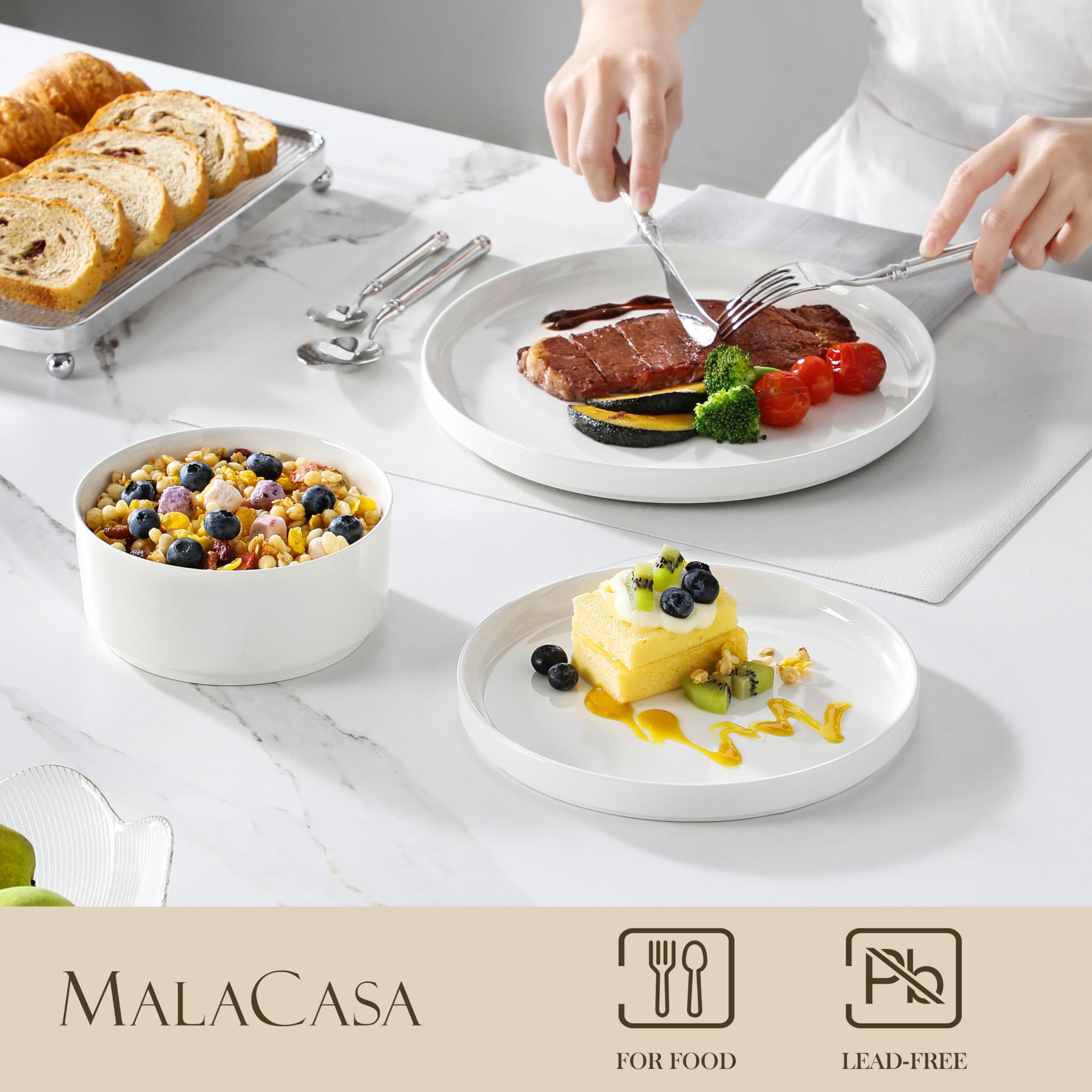 MALACASA LEAH 8.25-inch salad plates ideal for salads and light courses.