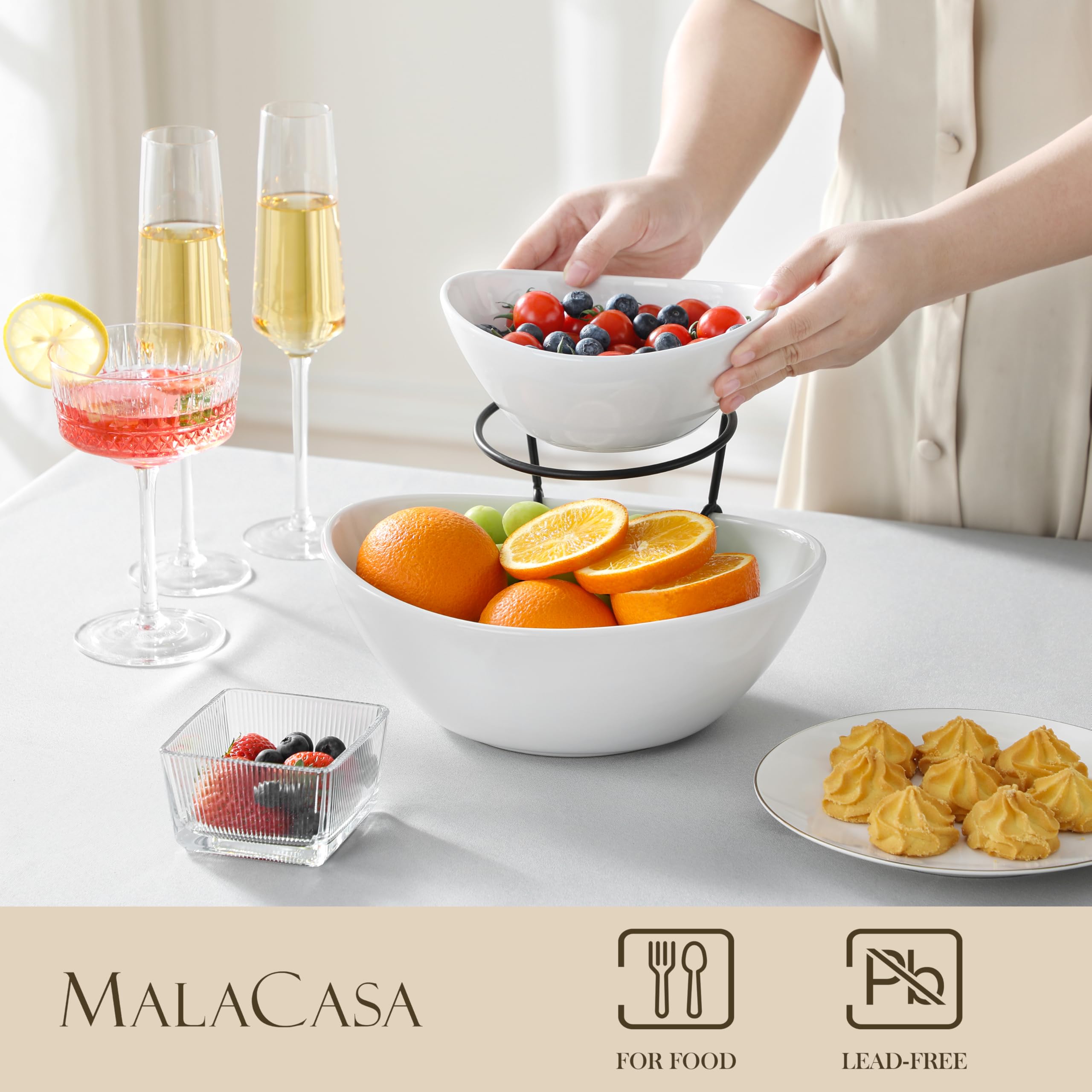 MALACASA lower 60oz bowl for chips and snacks.