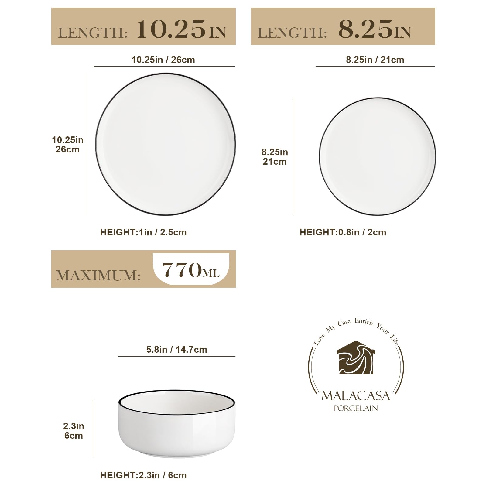 MALACASA Luna salad plates with greens for everyday dining.