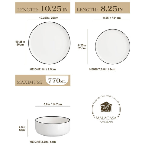 MALACASA Luna salad plates with greens for everyday dining.