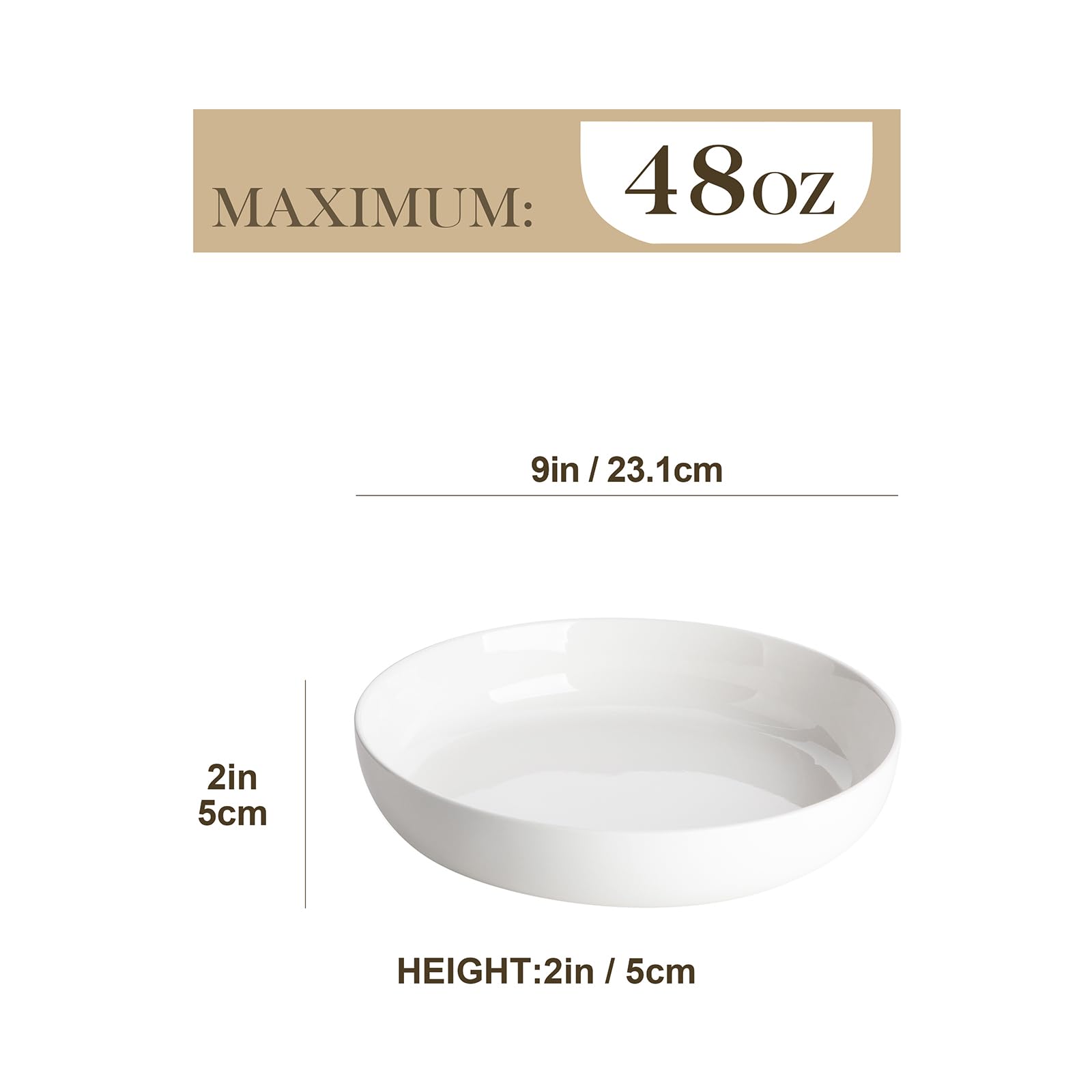 MALACASA LUNA 9-inch white salad bowls with clear presentation