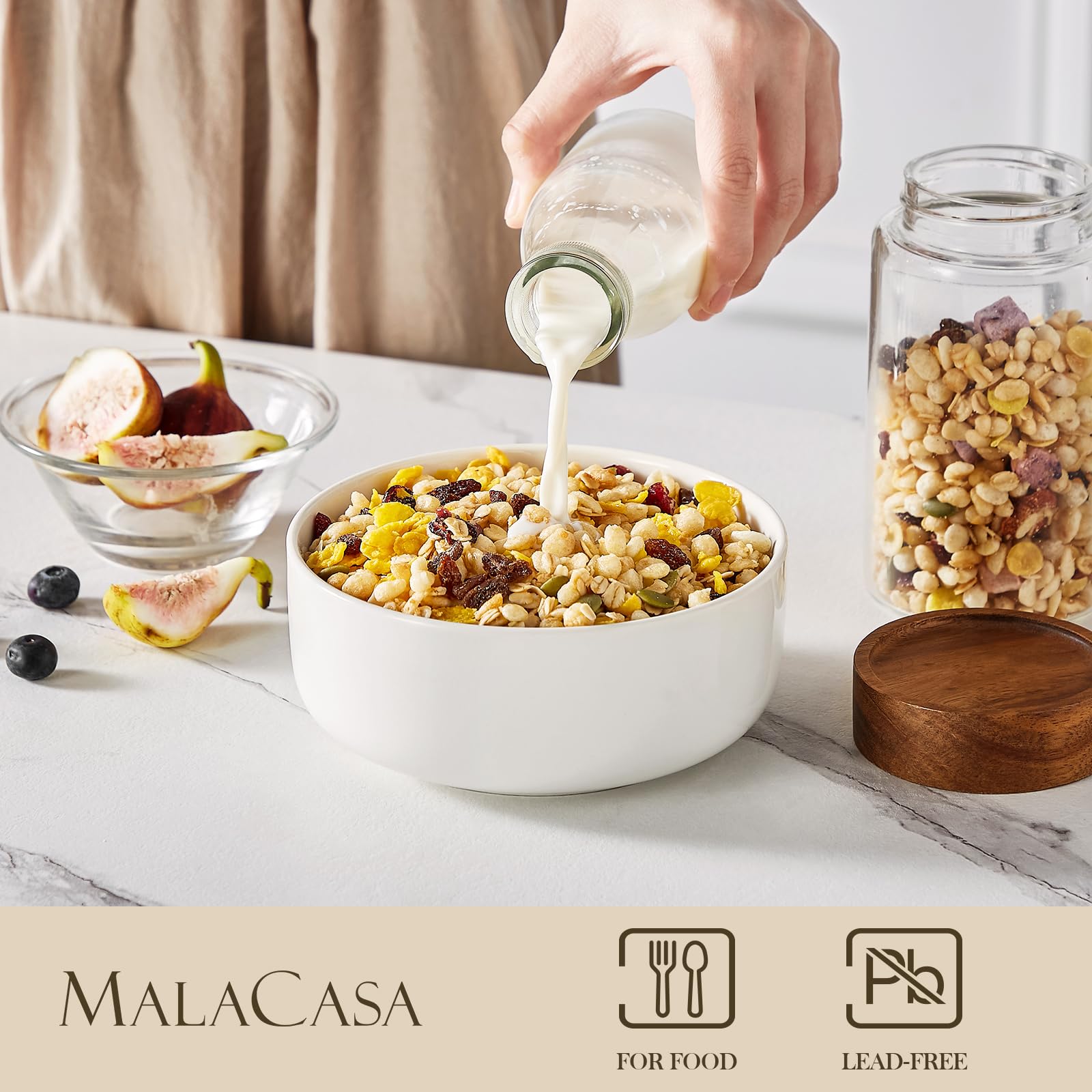 Malacasa LUNA bowl stack demonstrates space-saving storage