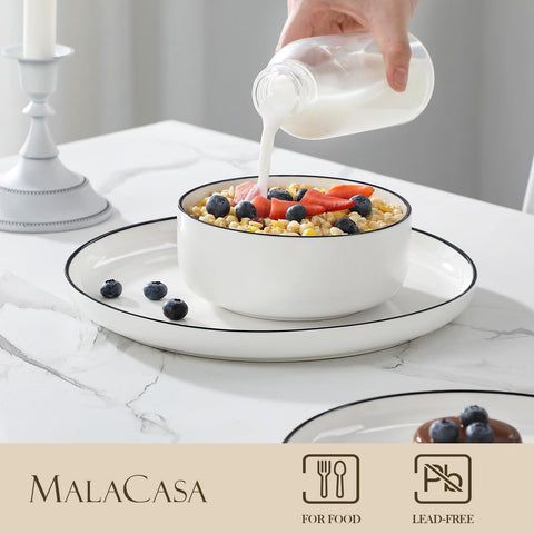 MALACASA Luna cereal bowl 26 oz ideal for cereals and soups.