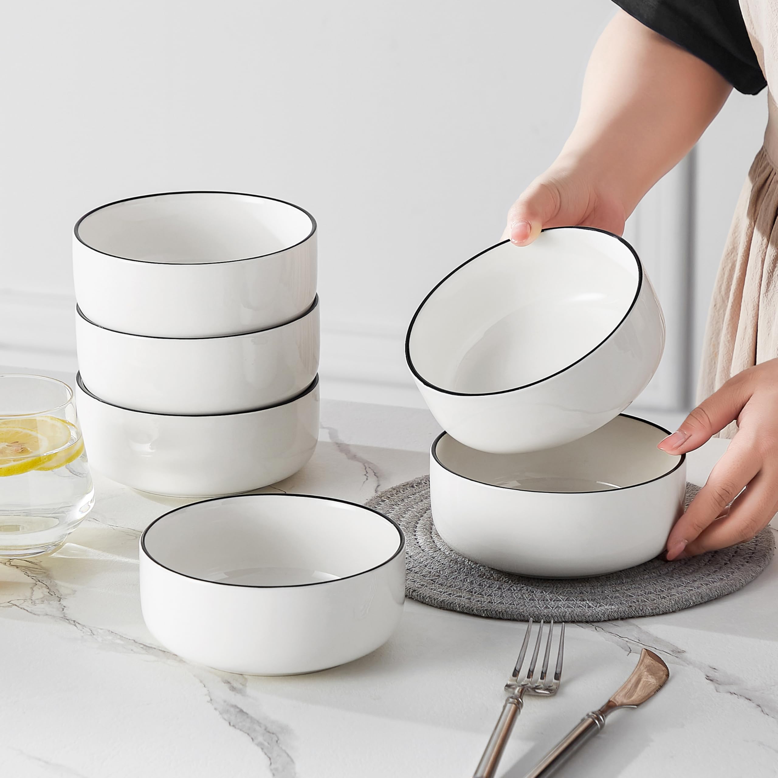 MALACASA LUNA elegant table setting with bowls for entertaining