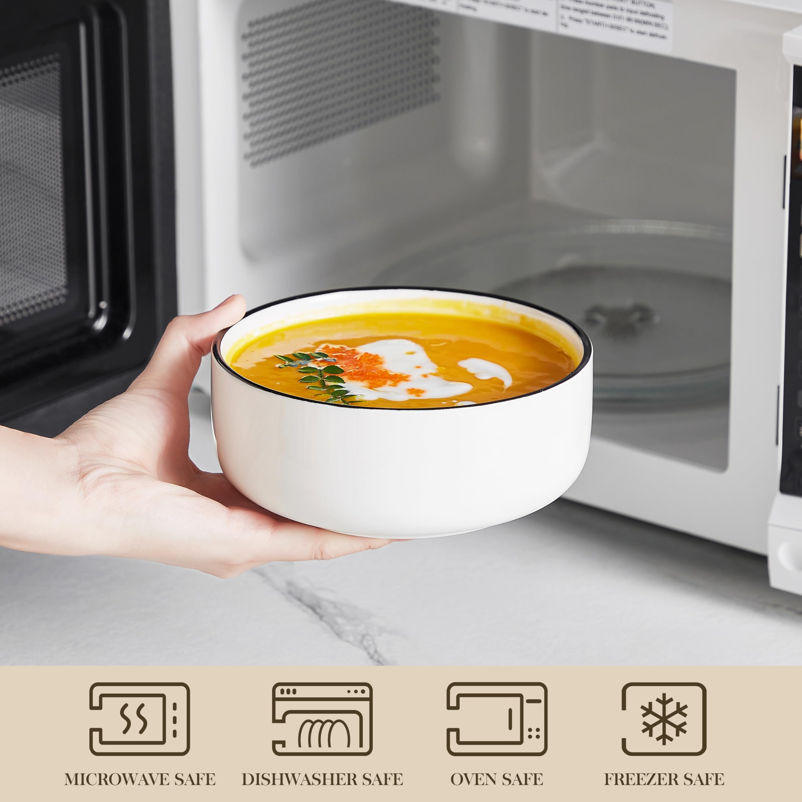 MALACASA LUNA bowls in an oven-safe setup for warm meals