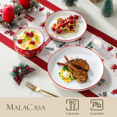 MALACASA Luna Santa Claus cereal bowls with cheerful motif for breakfast or soups