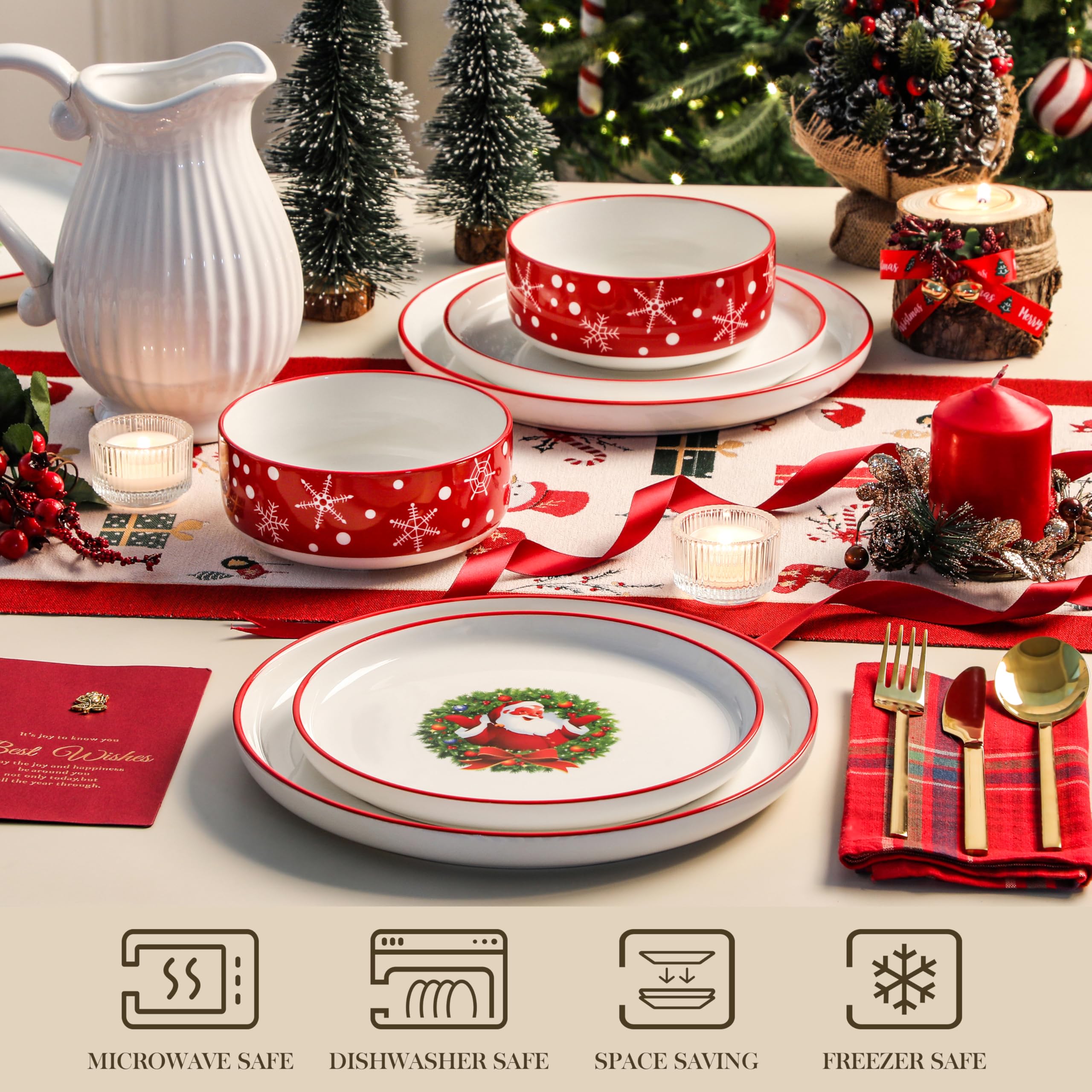 MALACASA Luna Santa Claus on-table setting showcasing festive dining and simple handling