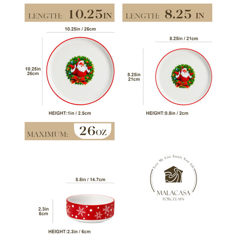 MALACASA Luna Santa Claus salad plates highlight holiday motif for starters and sides