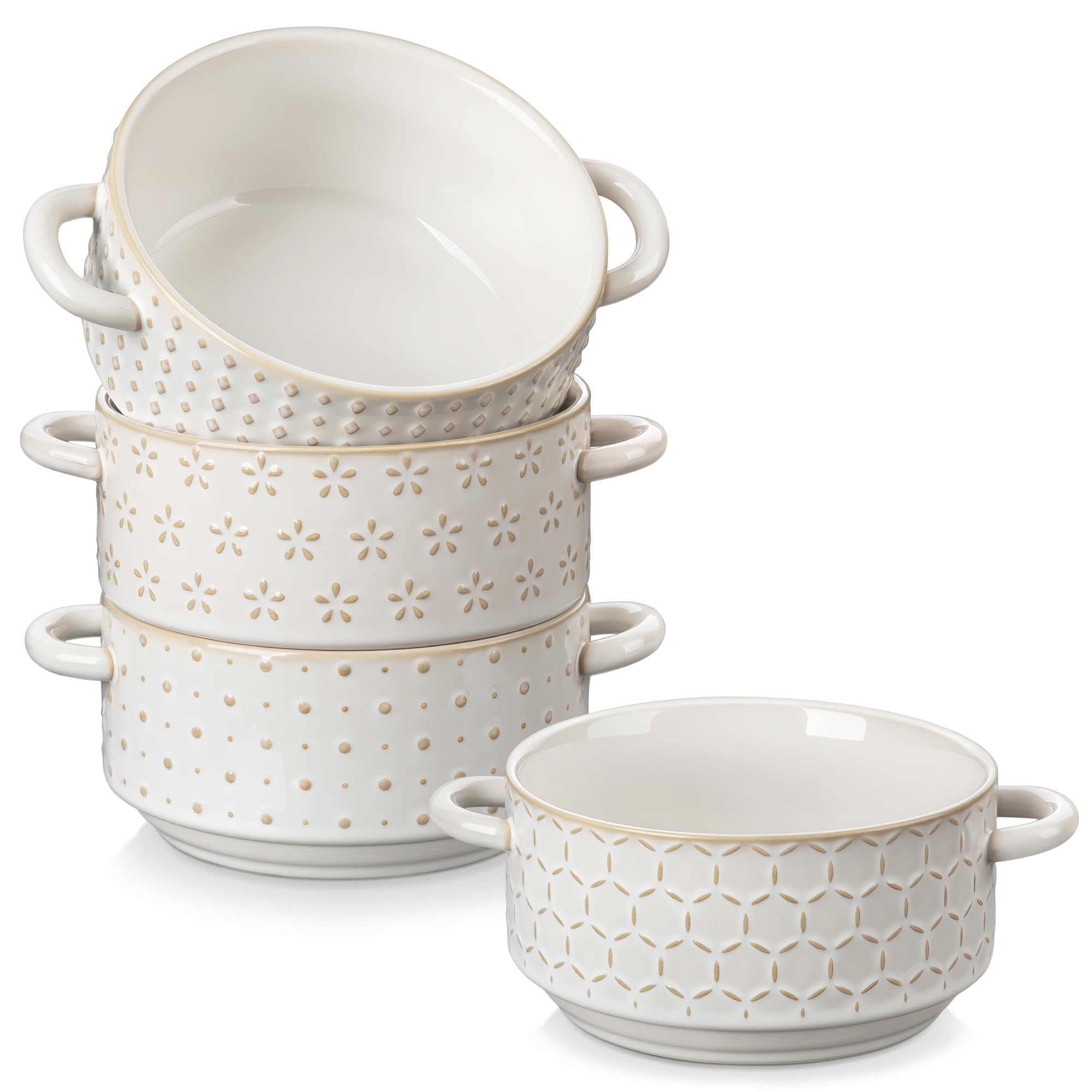 MALACASA Lydia 20oz soup bowl front view, ideal for hearty soups and family meals.