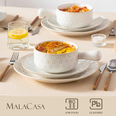 Thick MALACASA Lydia ceramic crocks keep soups hot longer and evenly