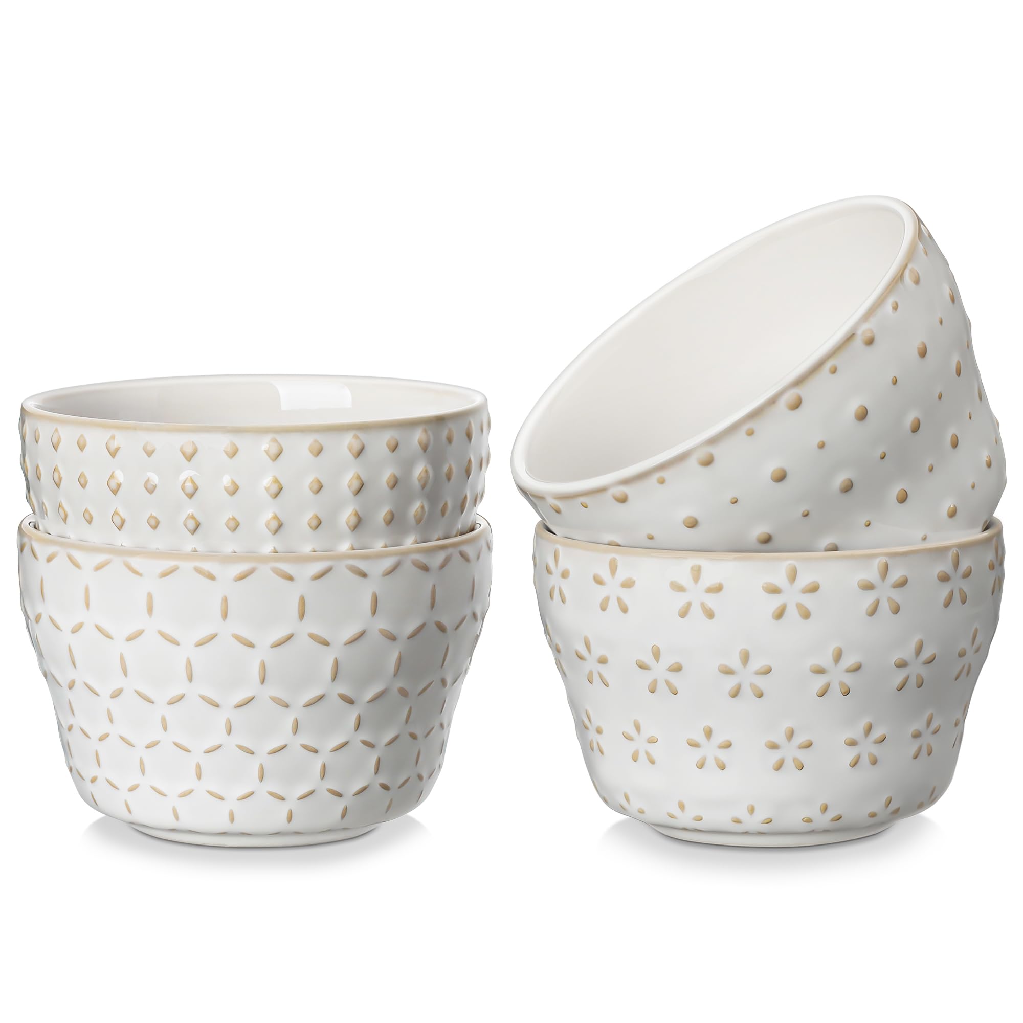 MALACASA Lydia Arctic White 8 oz dessert bowls for versatile desserts and small portions