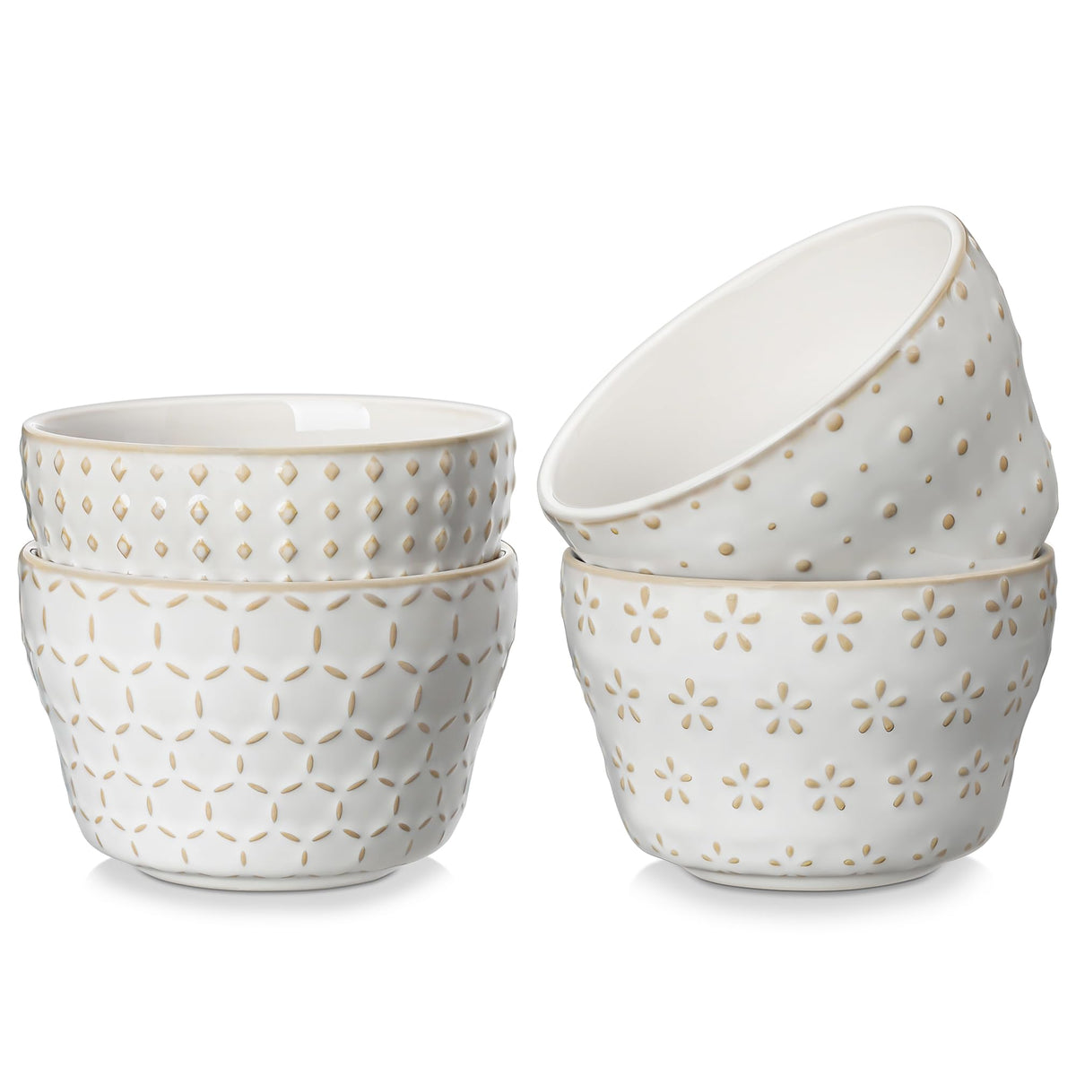 MALACASA Lydia Arctic White 8 oz dessert bowls for versatile desserts and small portions