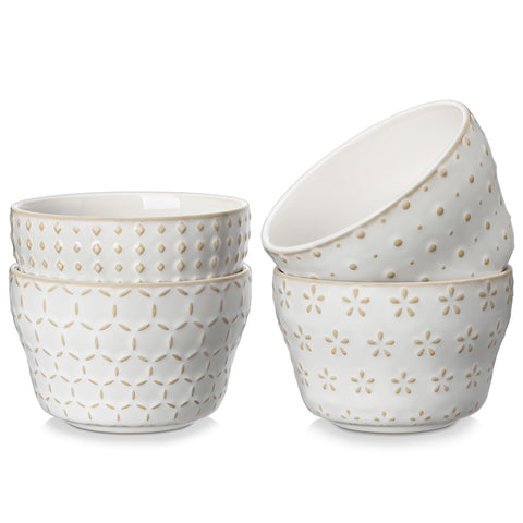 MALACASA Lydia Arctic White 8 oz dessert bowls for versatile desserts and small portions