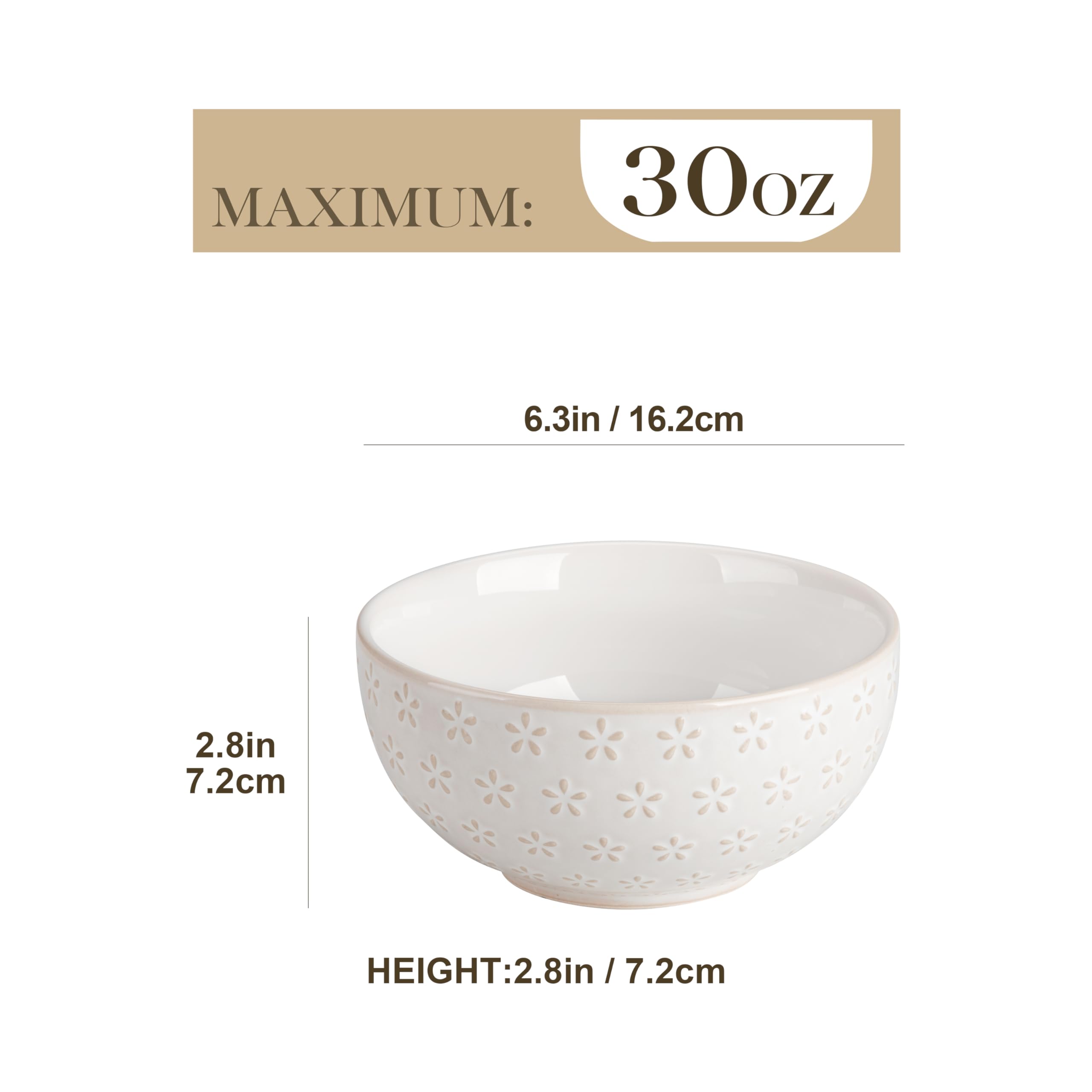 MALACASA Lydia Arctic White embossed pattern side view emphasizes ergonomic, comfortable handling.