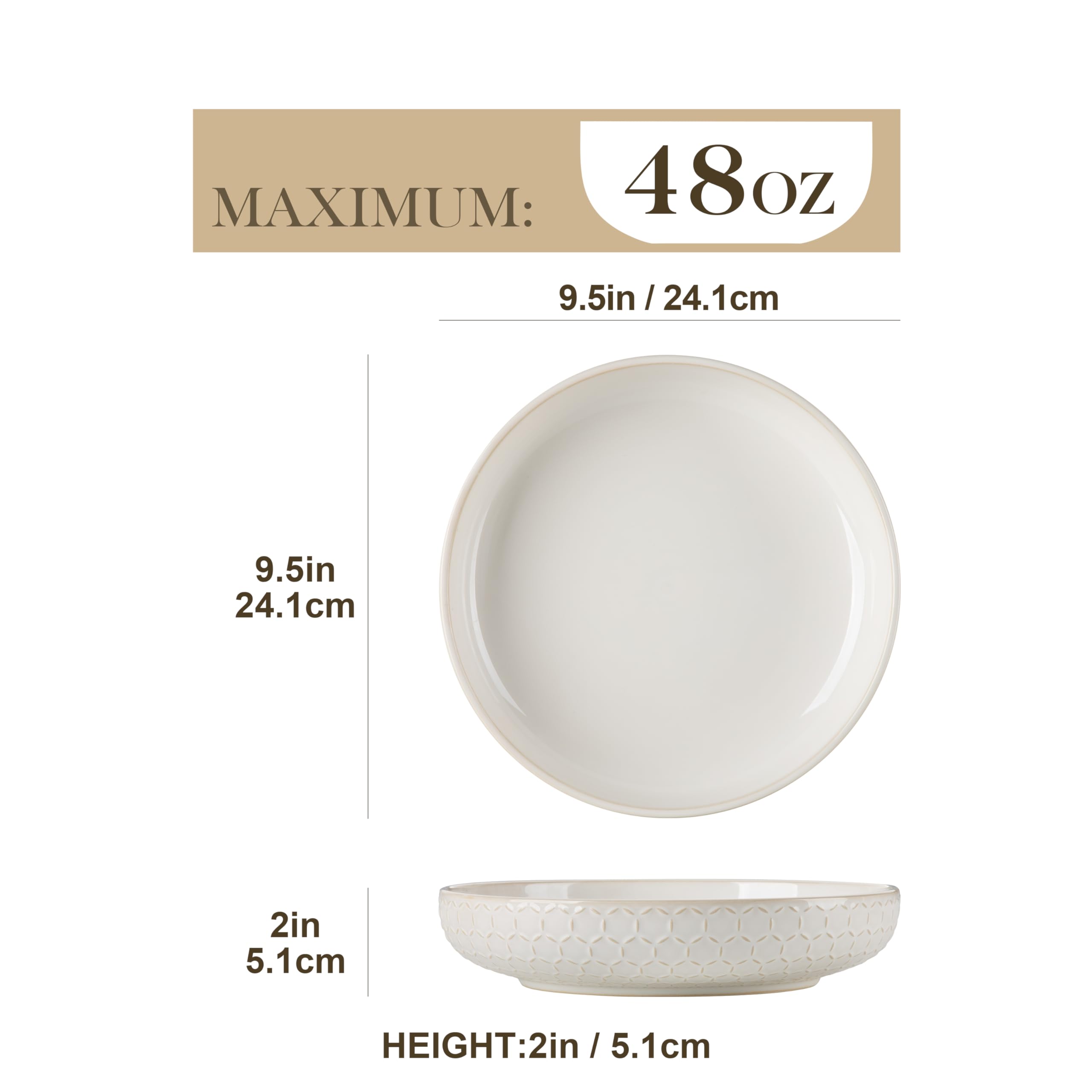 MALACASA Lydia large salad bowls 9.5in elevate serving with relief design