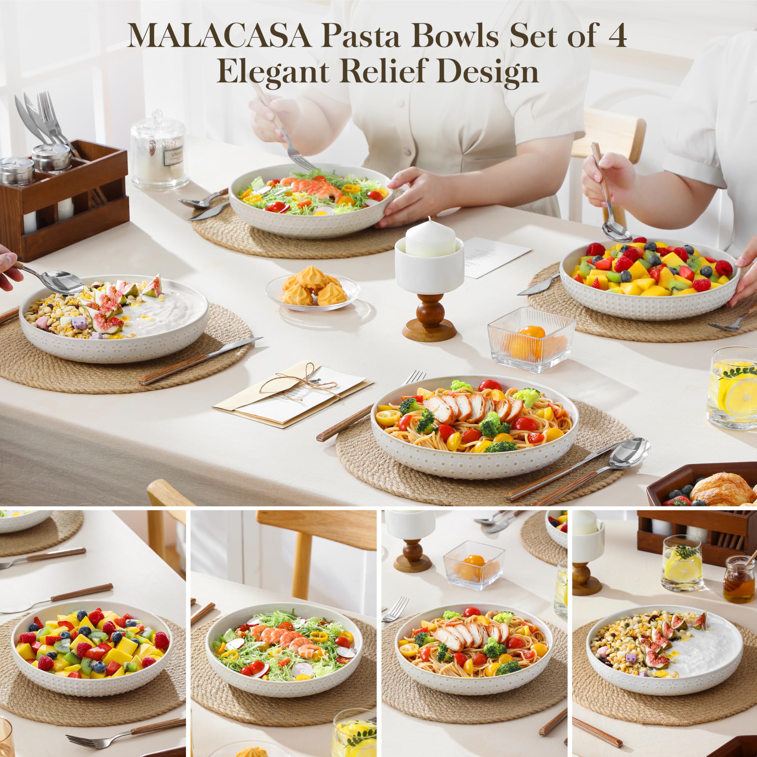 MALACASA Lydia microwave-safe bowls for quick reheating