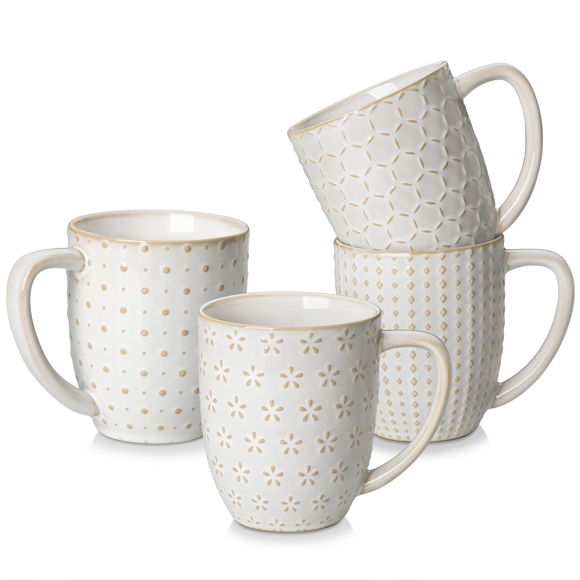 MALACASA Lydia mug embossed pattern 1, ideal for daily coffee rituals.