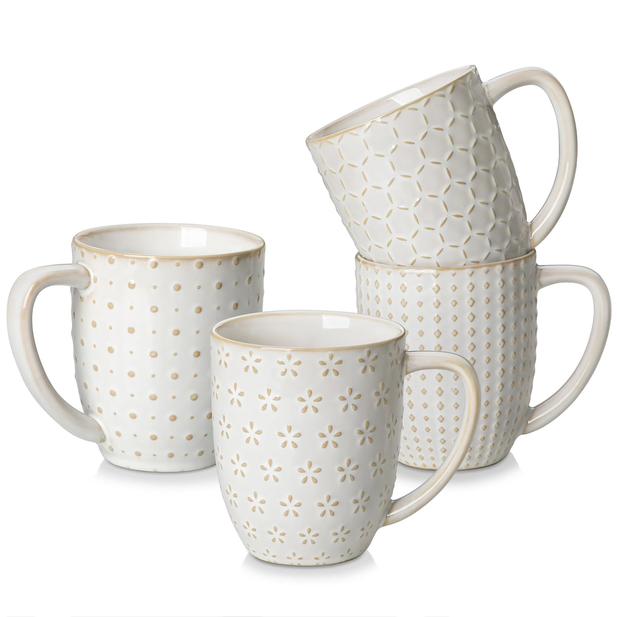 MALACASA Lydia mug embossed pattern 1, ideal for daily coffee rituals.