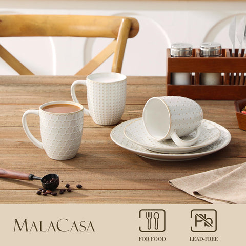 MALACASA Lydia mug embossed pattern 3, great for cocoa and warm treats.