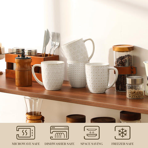 MALACASA Lydia mug embossed pattern 4, adds elegance to every sip.