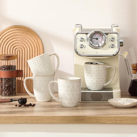 MALACASA Lydia mug embossed pattern 5, versatile for modern kitchen displays.
