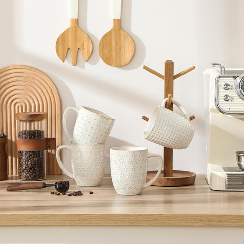 MALACASA Lydia mug embossed pattern 9, dishwasher safe for easy cleanup.