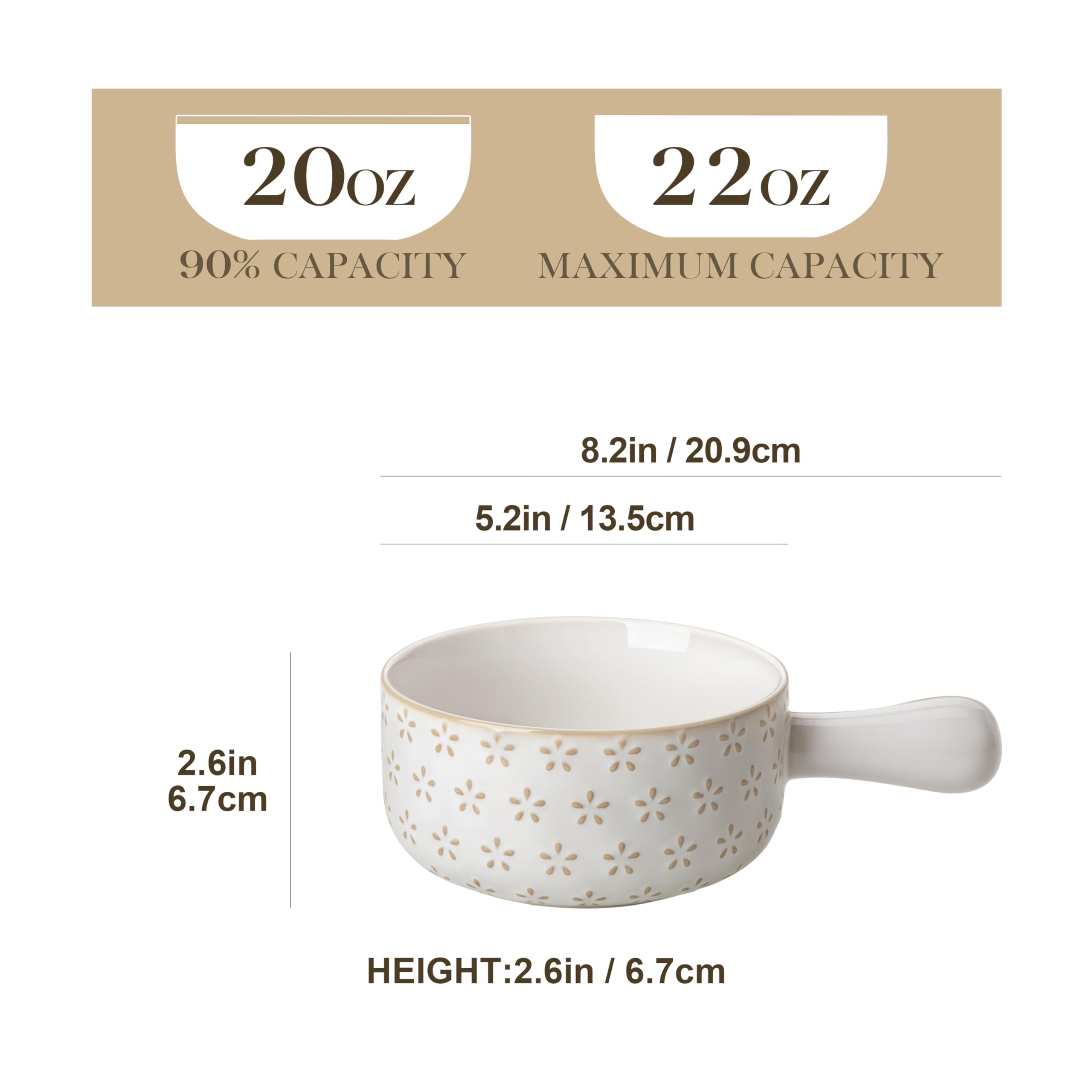 MALACASA Lydia oven-safe bowls withstand high temperatures for cheese-topped soups