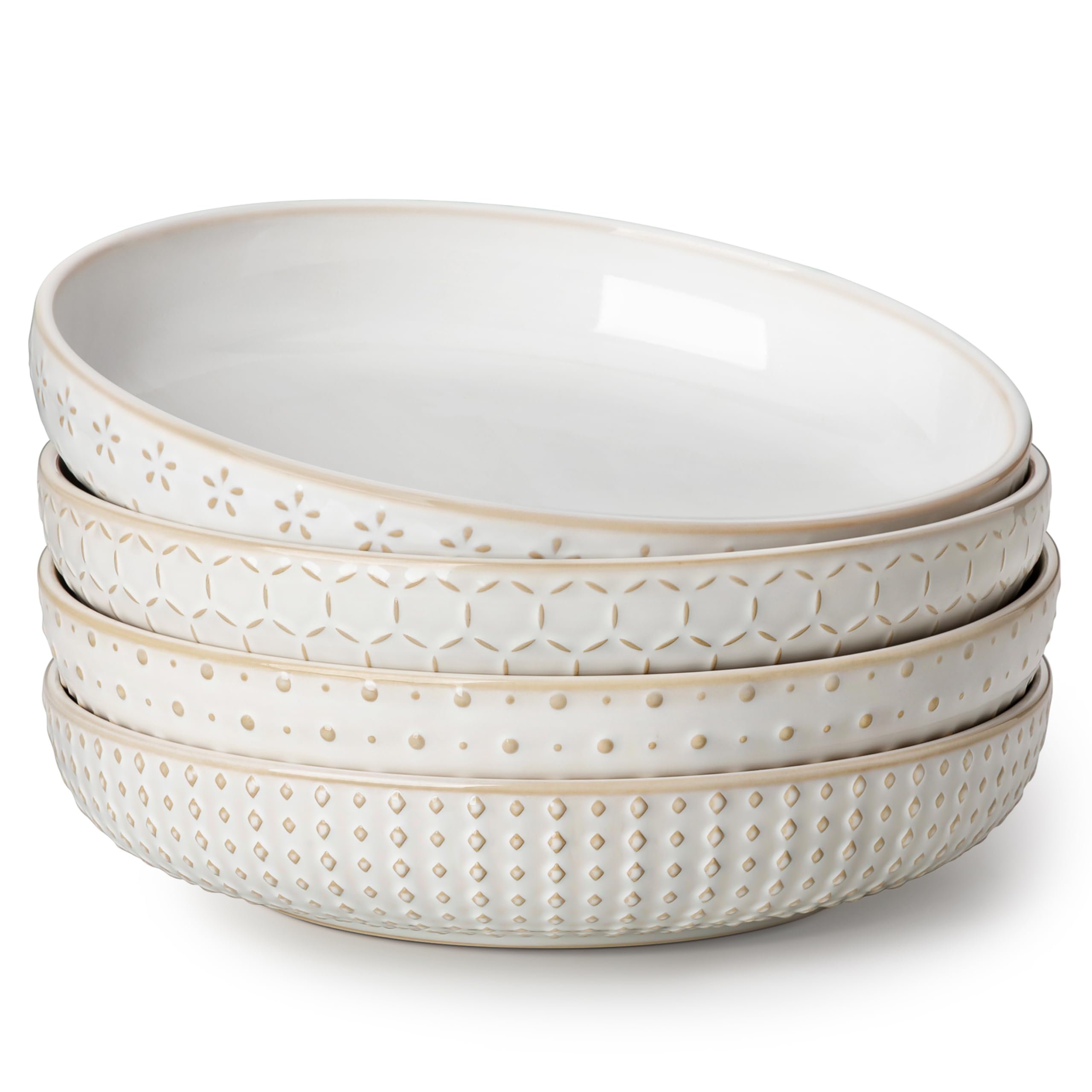 MALACASA Lydia pasta bowls 48oz ready for generous portions on table