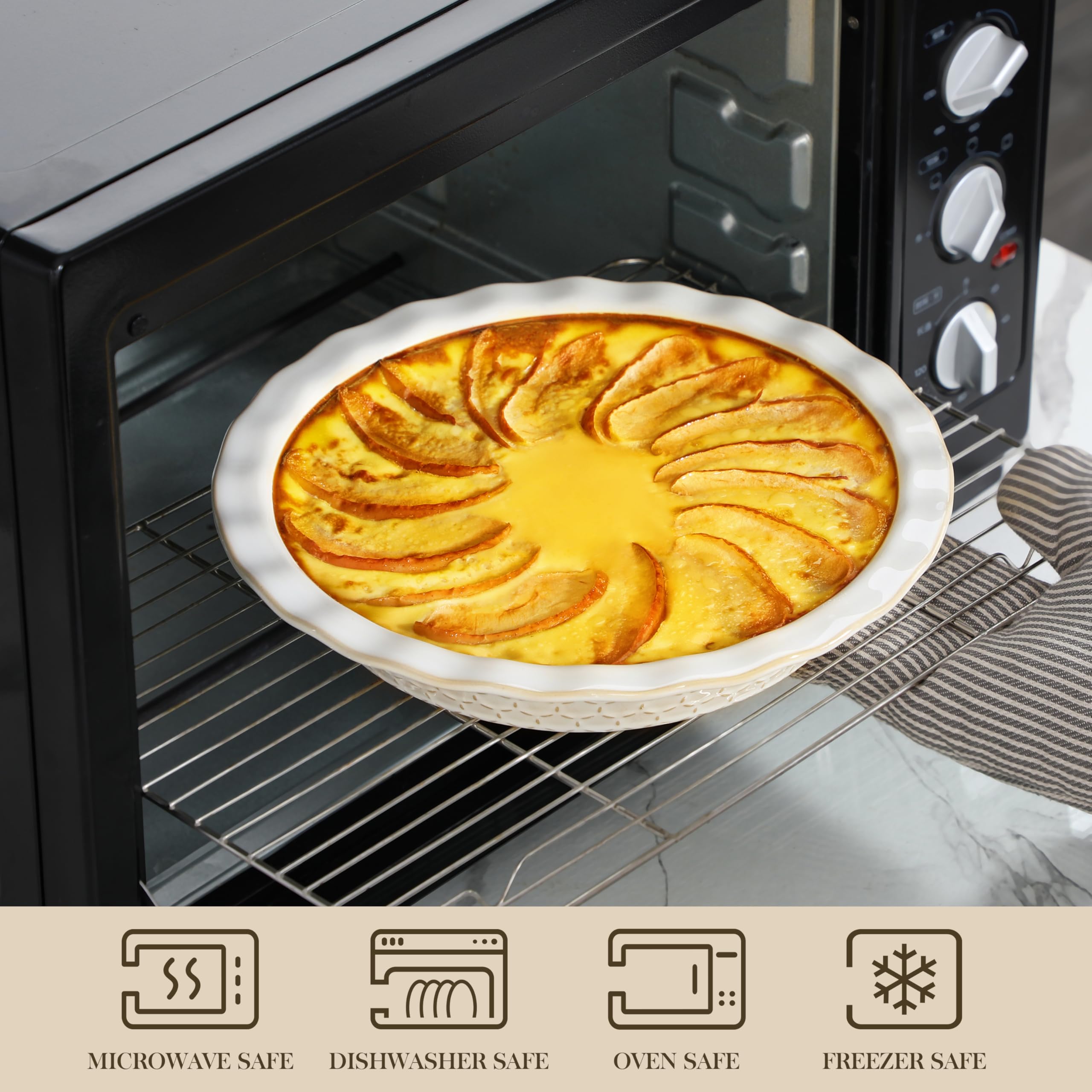 45 oz capacity ideal for pies, quiches, and tarts with ample filling.