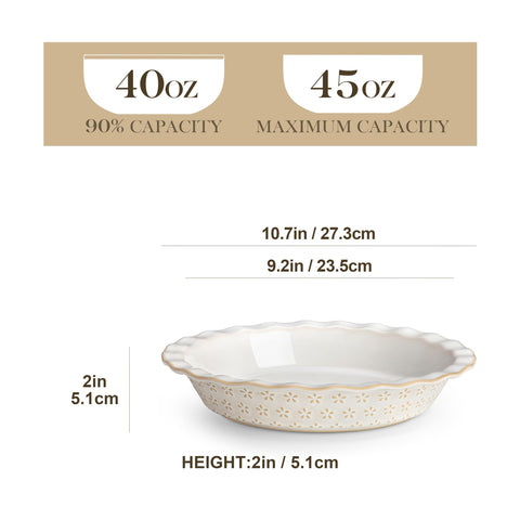 MALACASA Lydia pie pan with fluted rim and gold lines for charm.