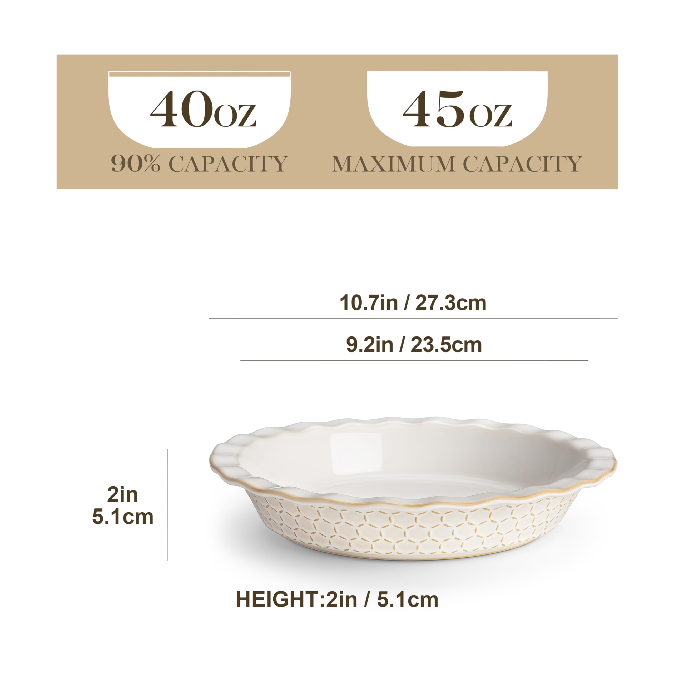 MALACASA Lydia pie pan with fluted rim for golden crusts and stylish serving.
