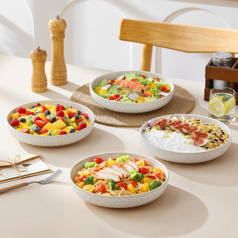 MALACASA Lydia 9.5-inch bowls versatile for pasta, salads, desserts