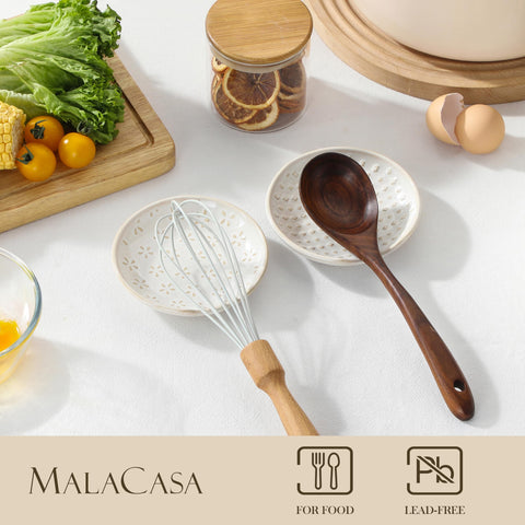 MALACASA Lydia spoon rest withstands heat while resting a ladle safely